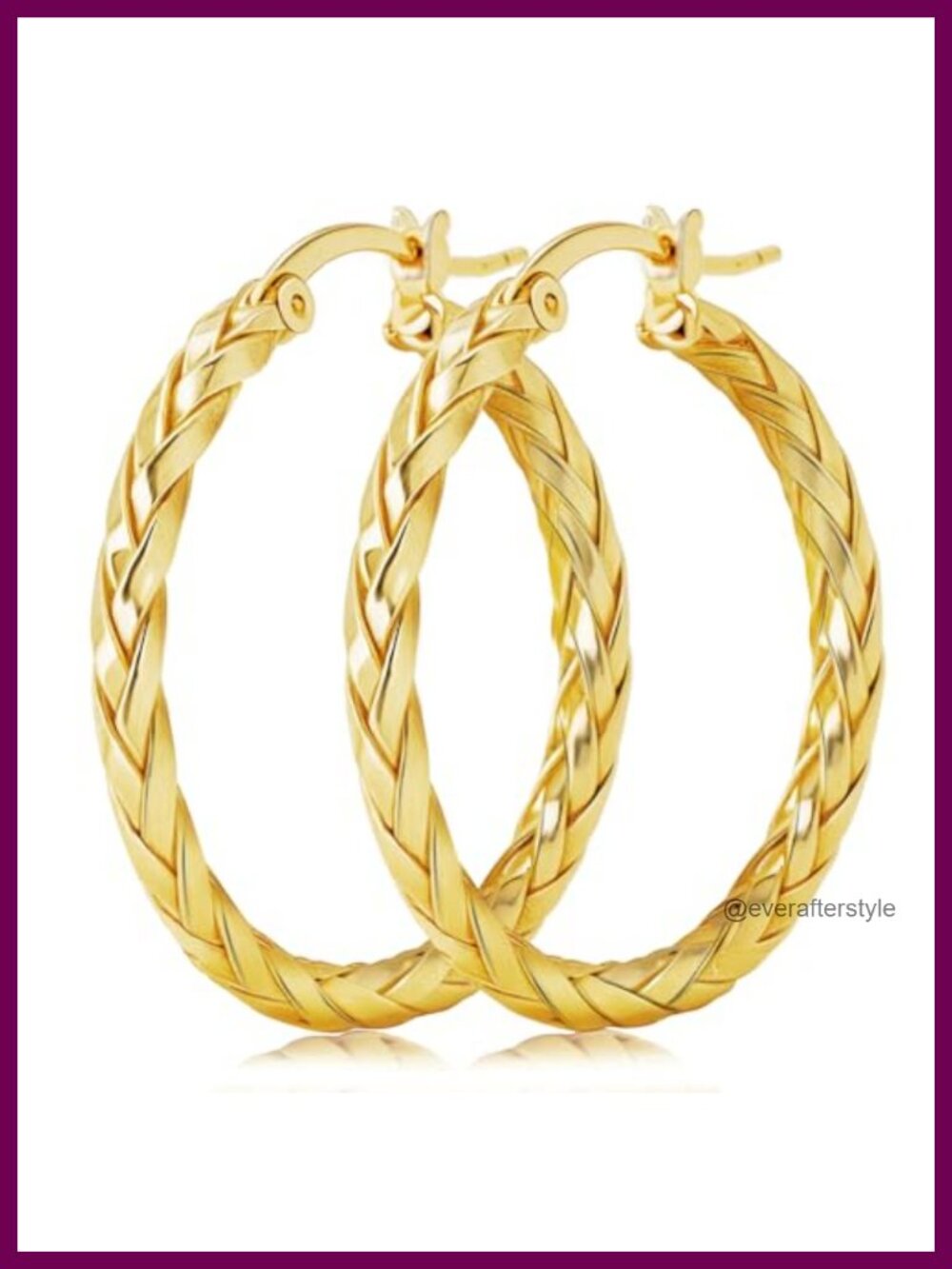 14K Gold Plated Weave Hoop Earrings for Women Hypoallergenic